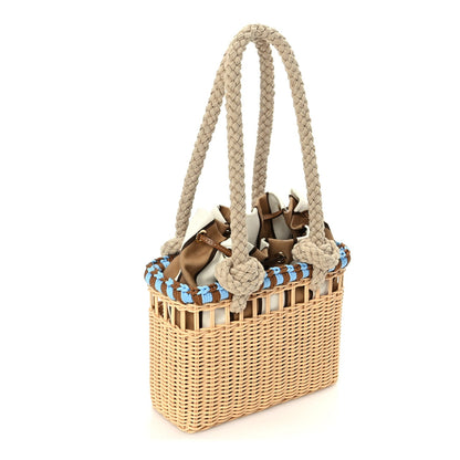 Prada Wicker Mini Drawstring Bag  Brown Multiccolor 2 of 8