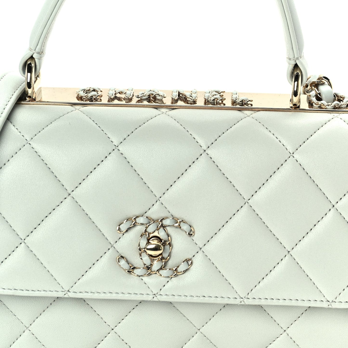 Lambskin Quilted Small Trendy Chain CC Flap Dual Handle Bag Light Blue