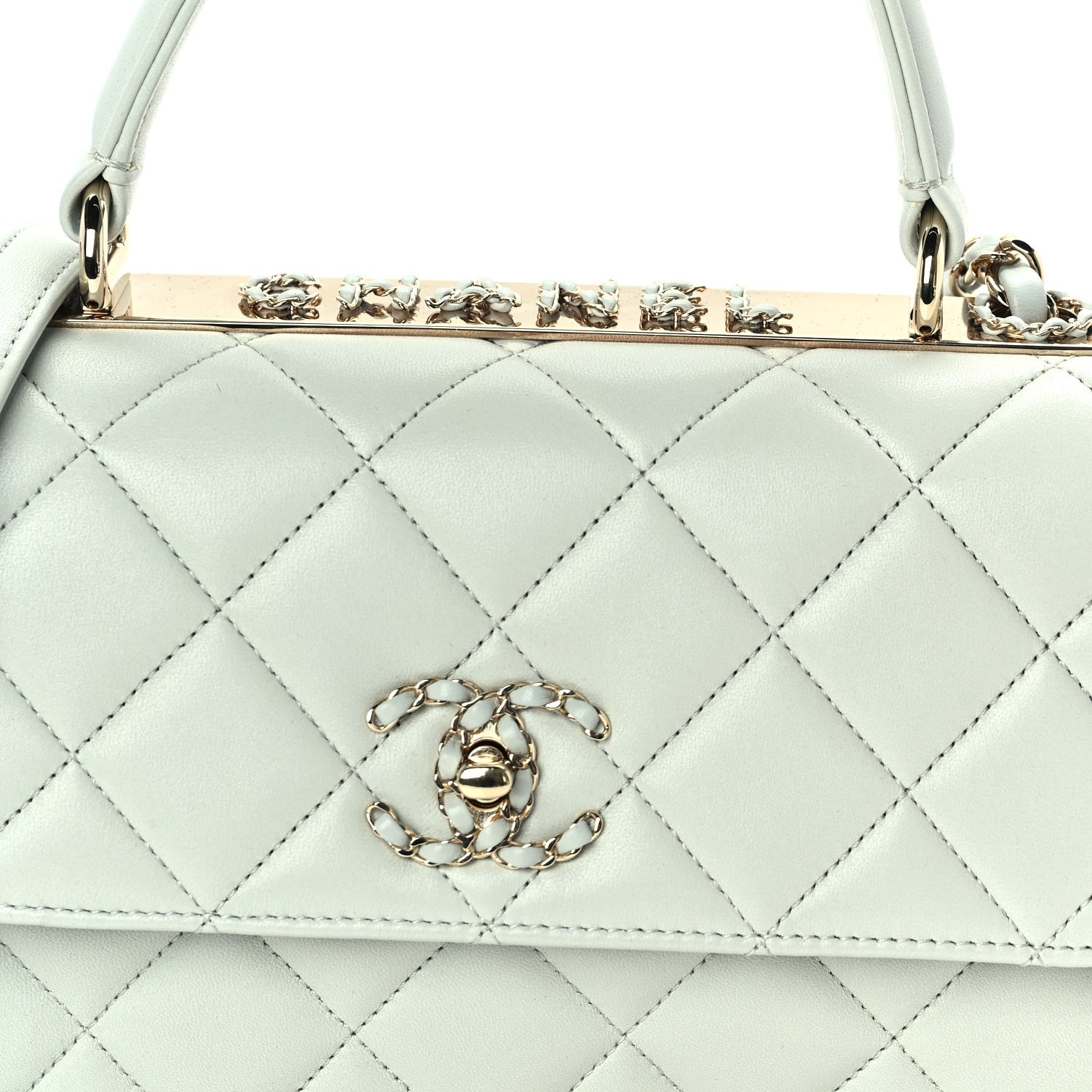 Chanel Lambskin Quilted Small Trendy Chain CC Flap Dual Handle Bag Light Blue 7 of 9