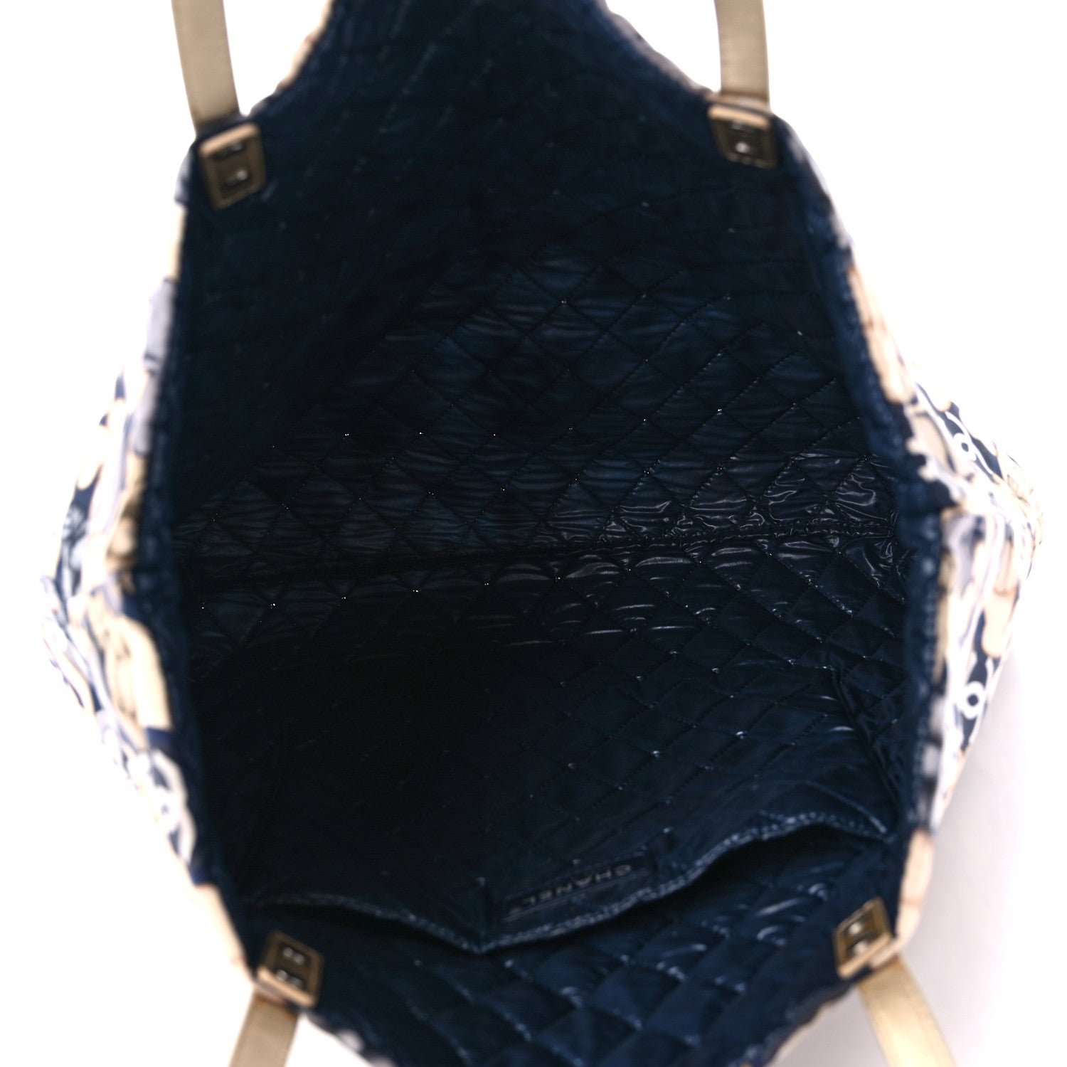 Chanel Nylon Cat Emoticon Tote Navy Gold 5 of 10