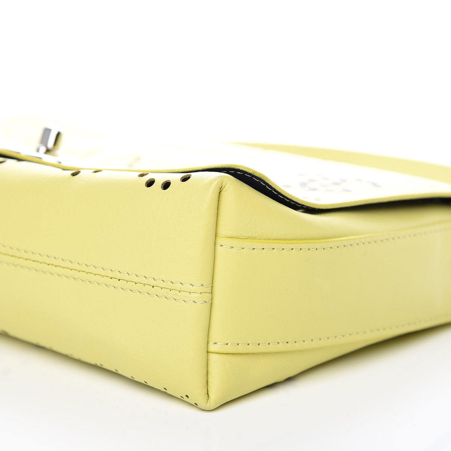 Calfskin Tweed Piercing Light Flap Bag Yellow White Green