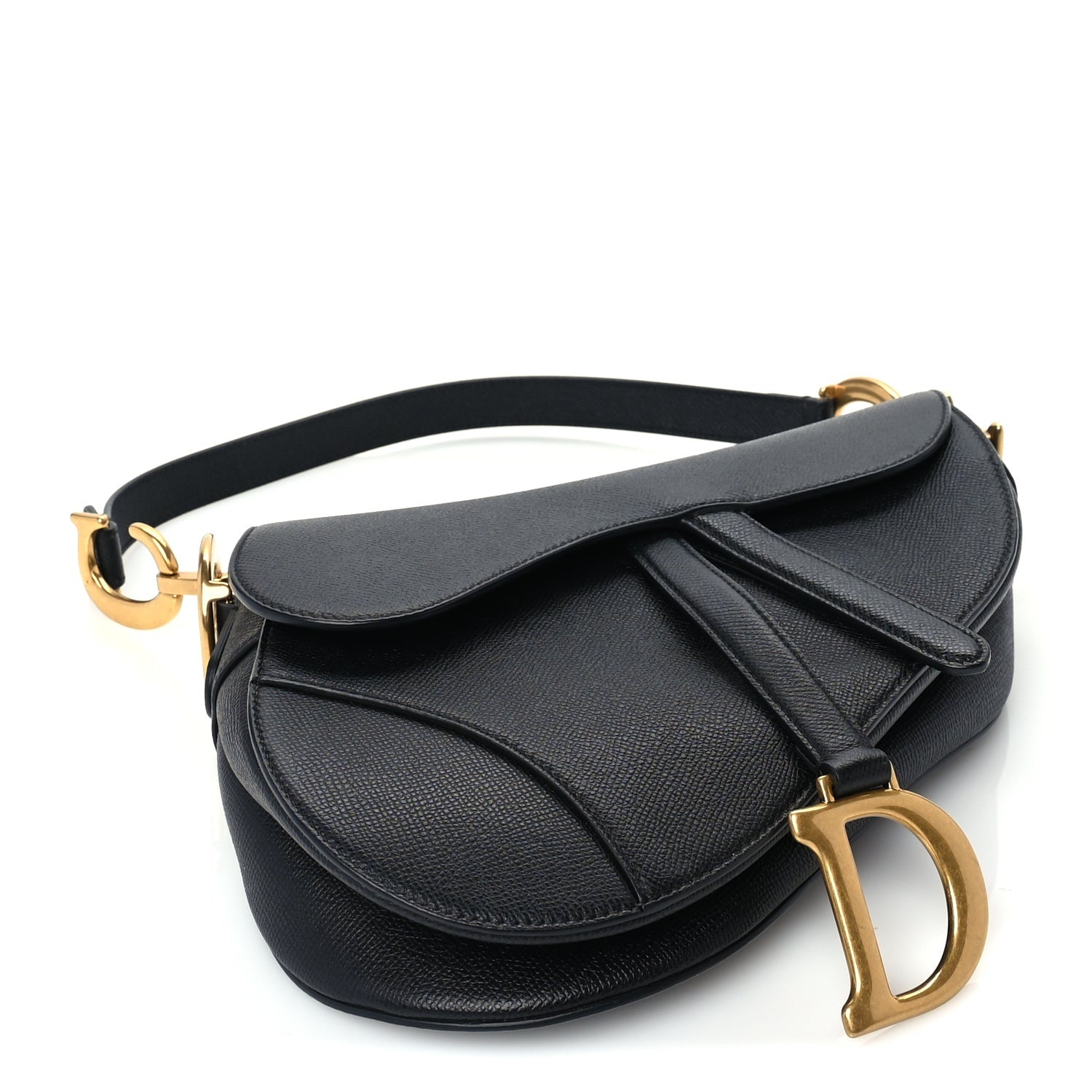 Christian Dior Grained Calfskin Saddle Bag  Black 3 of 8