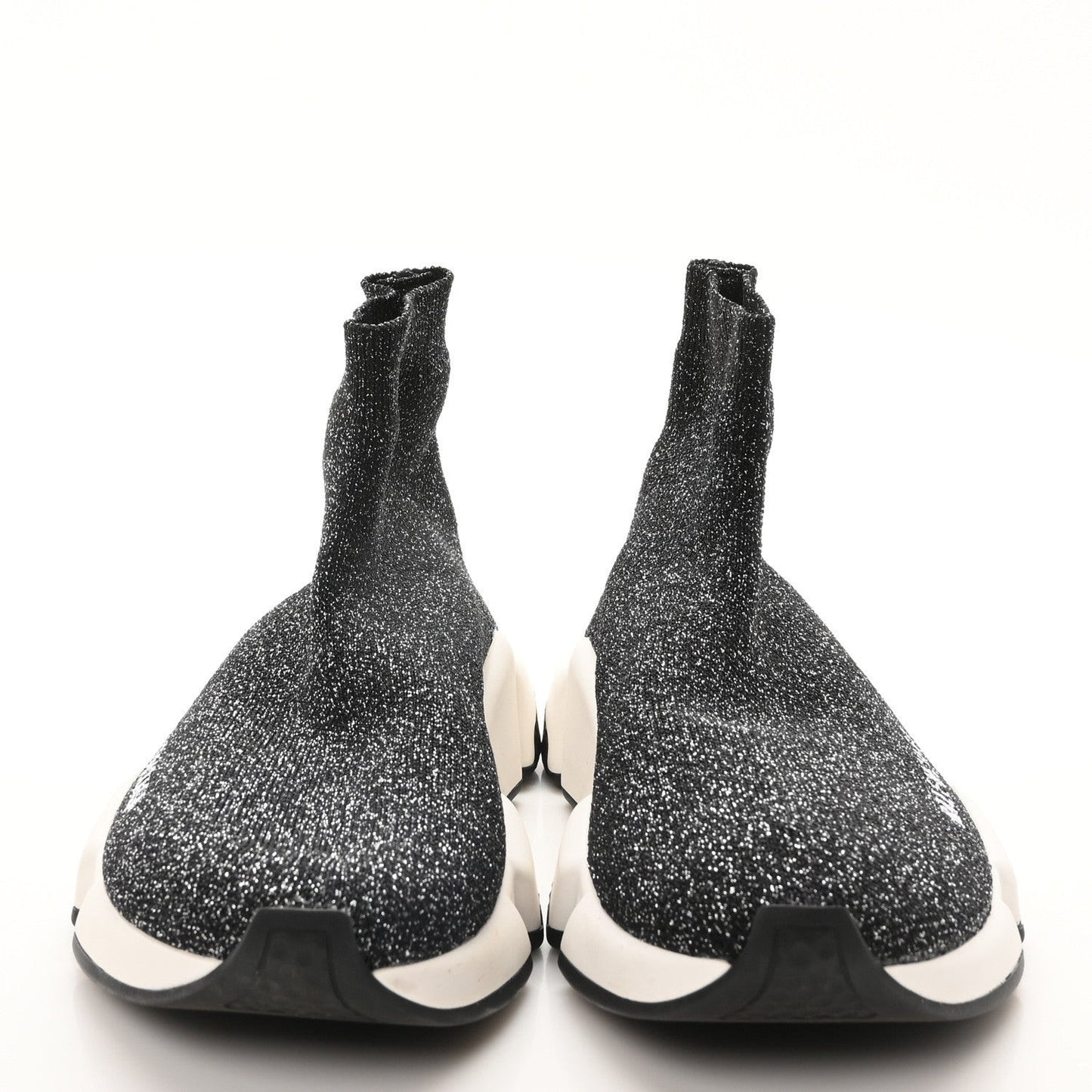 Laminated Knit Bi-Color Sole Womens Speed Sneakers 35 Black White