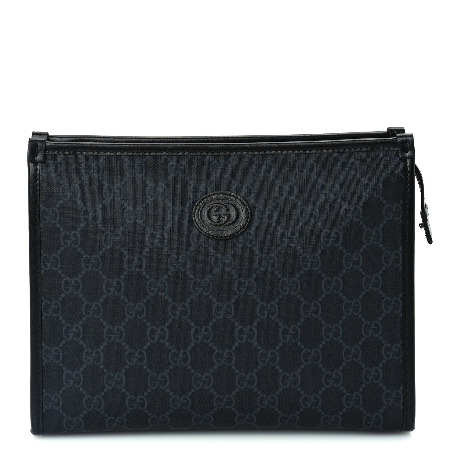Gucci GG Supreme Monogram Azalea Calfskin Retro Interlocking G Beauty Case  Black 1 of 9