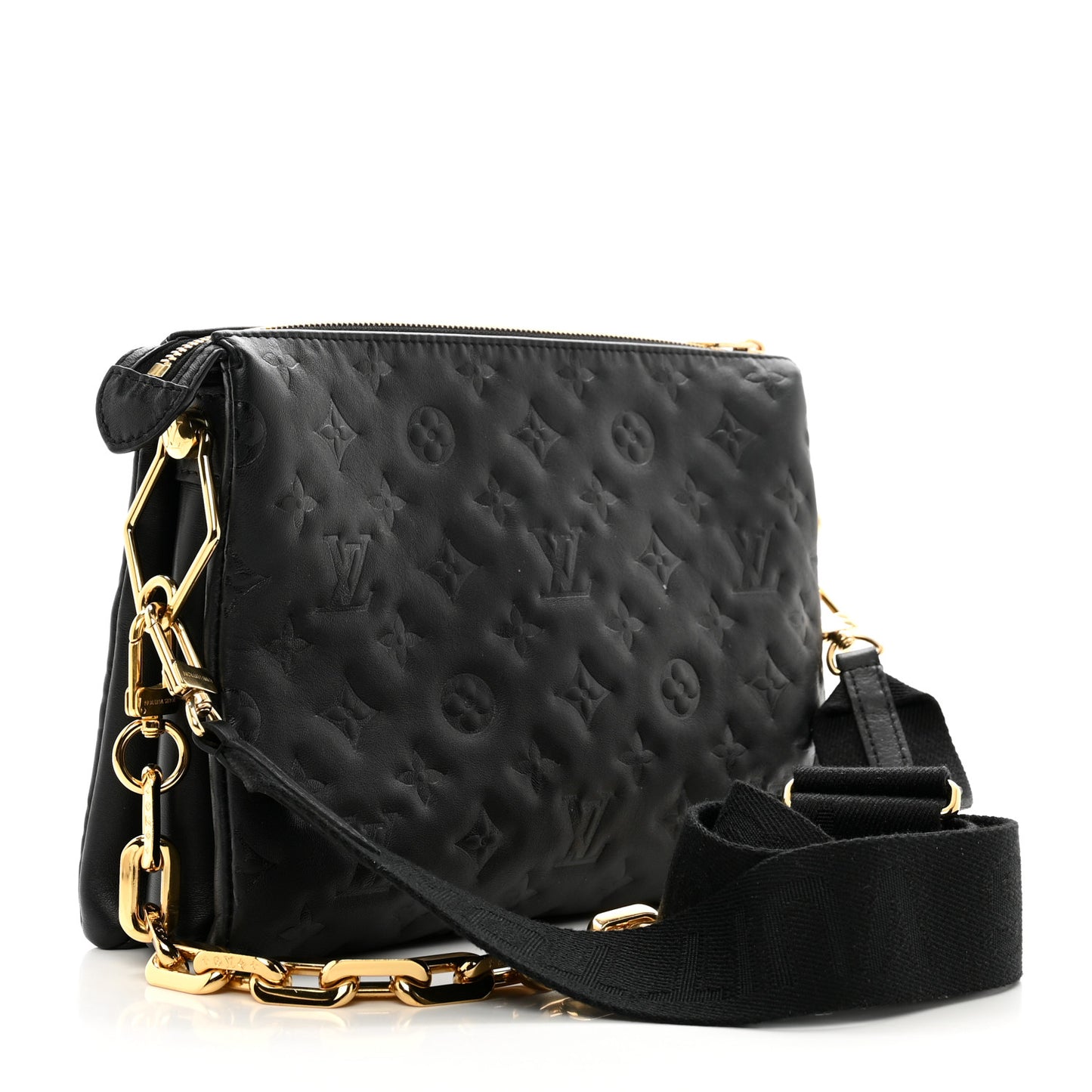 Lambskin Embossed Monogram Coussin PM Black