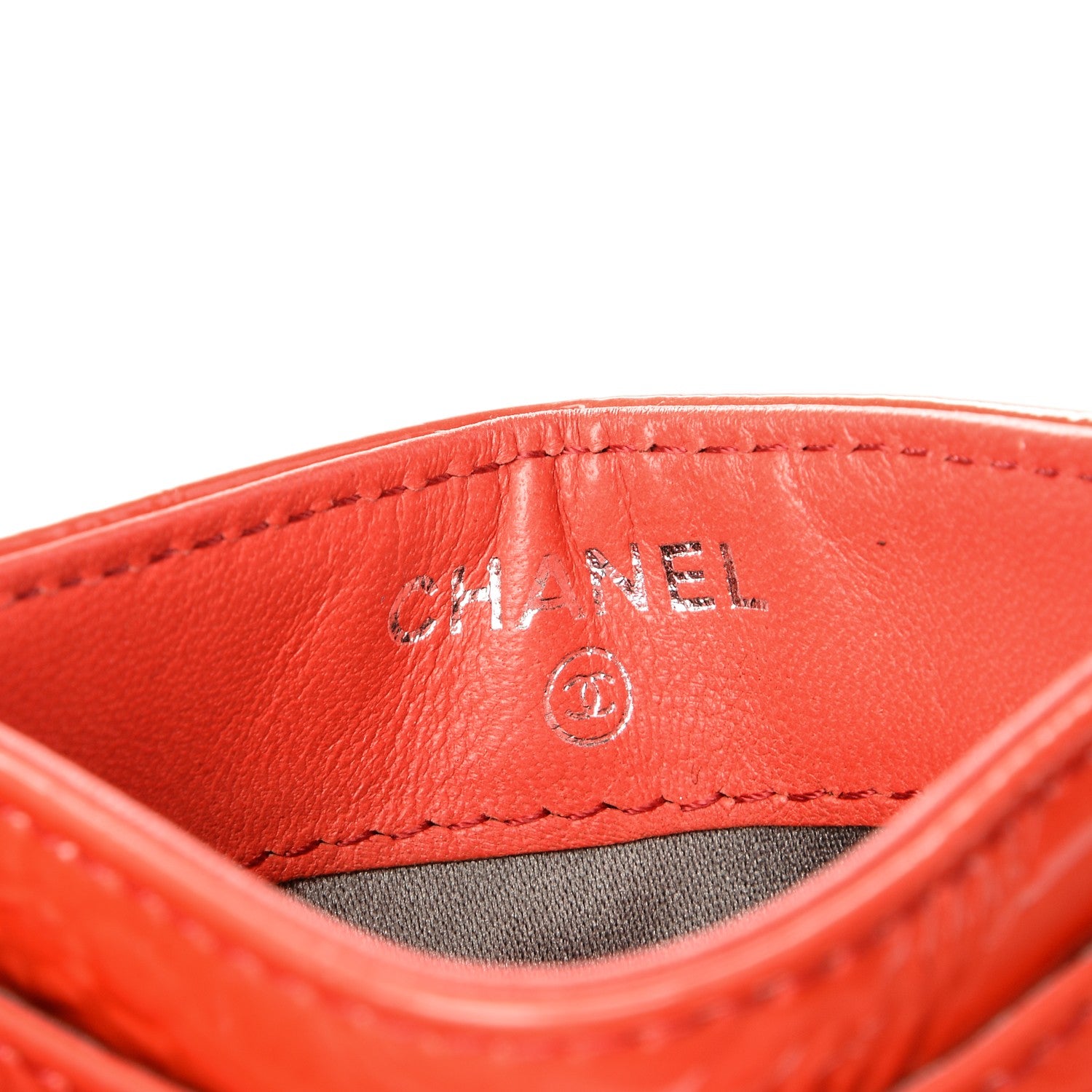 Chanel Patent Calfskin Lucky Symbols Card Holder Case Rouge Clair 7 of 8