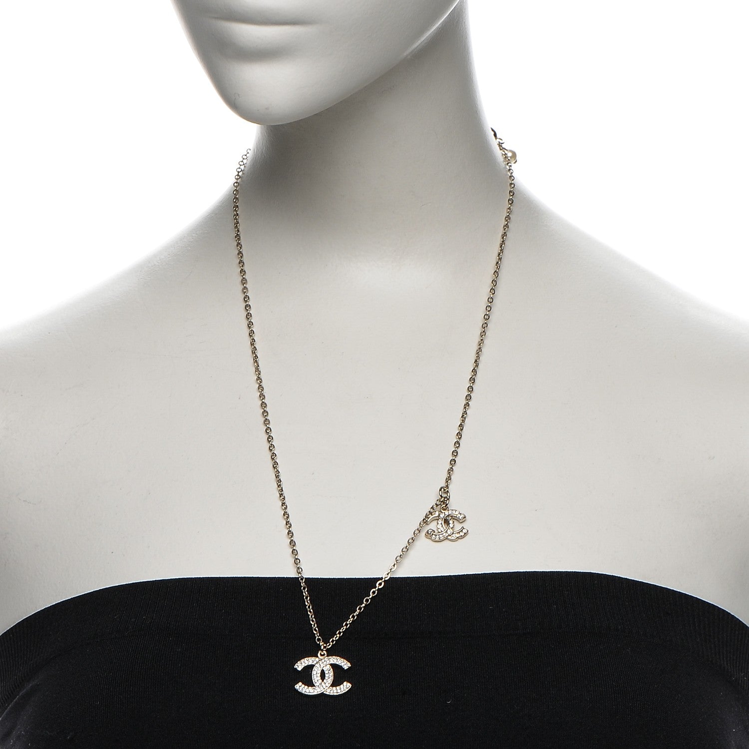 Chanel Crystal CC Necklace Gold 2 of 5