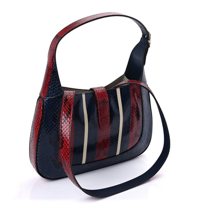 Gucci Snakeskin Web Small Jackie 1961 Hobo Blue 2 of 8