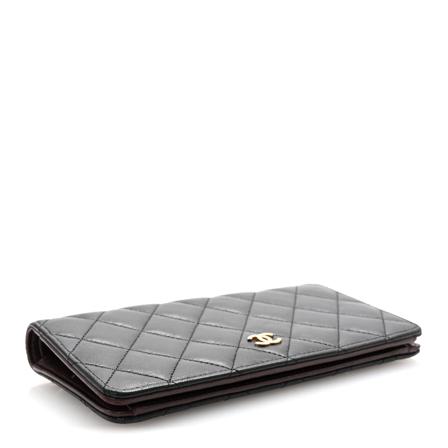 Lambskin Quilted Yen Wallet Black