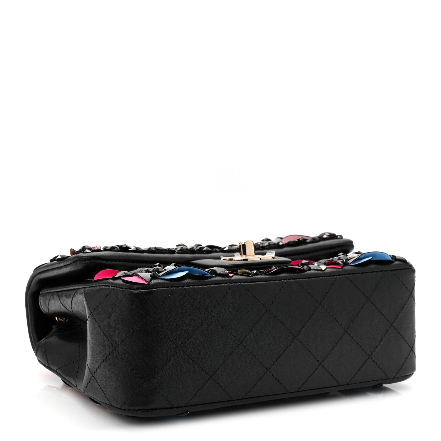 Chanel Lambskin Crystal Mini Rectangular Flap Black Multicolor 4 of 11