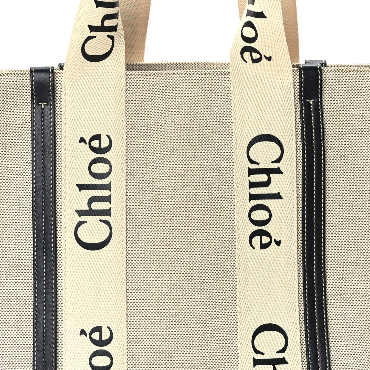 Cotton Calfskin Large Woody Ribbon Tote  White Blue
