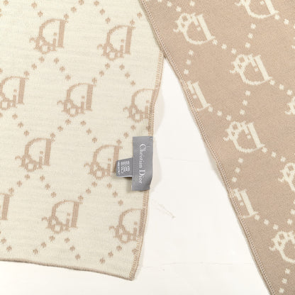 Christian Dior Wool Logo Scarf Beige White 3 of 3