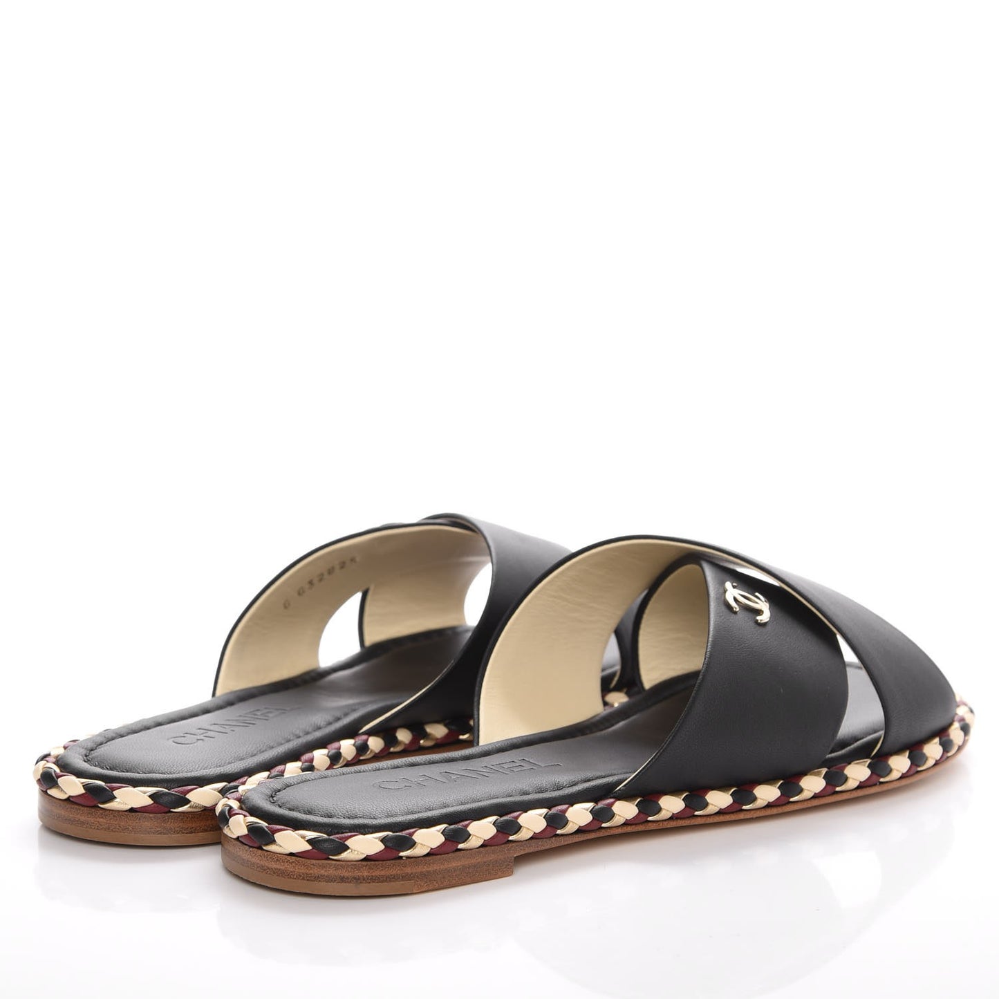 Lambskin Braided Mule Sandals 39 Black