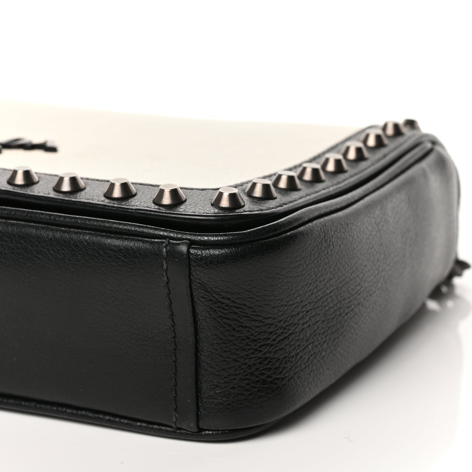 Prada Glace Calfskin Studded Crossbody Black White 8 of 9