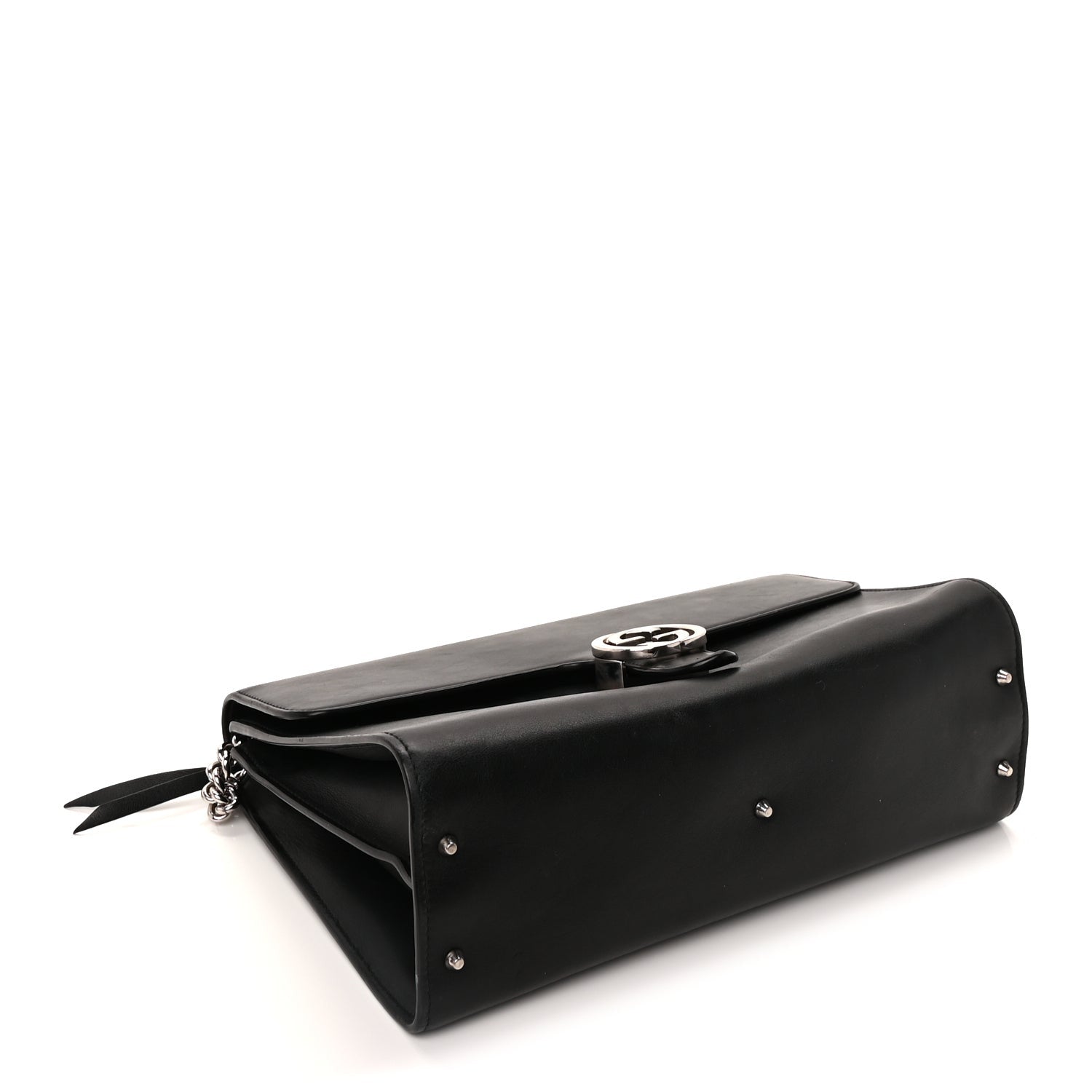 Gucci Moon Calfskin Medium Interlocking G Shoulder Bag  Black 3 of 8