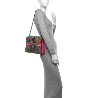 Gucci GG Supreme Monogram Suede Pierced Heart Embroidered Medium Dionysus Shoulder Bag Beige Ebony Pink Tropical Flower 2 of 16