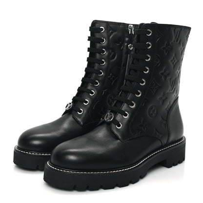 Louis Vuitton Calfskin Monogram Territory Flat Ranger Boots Black 3 of 7