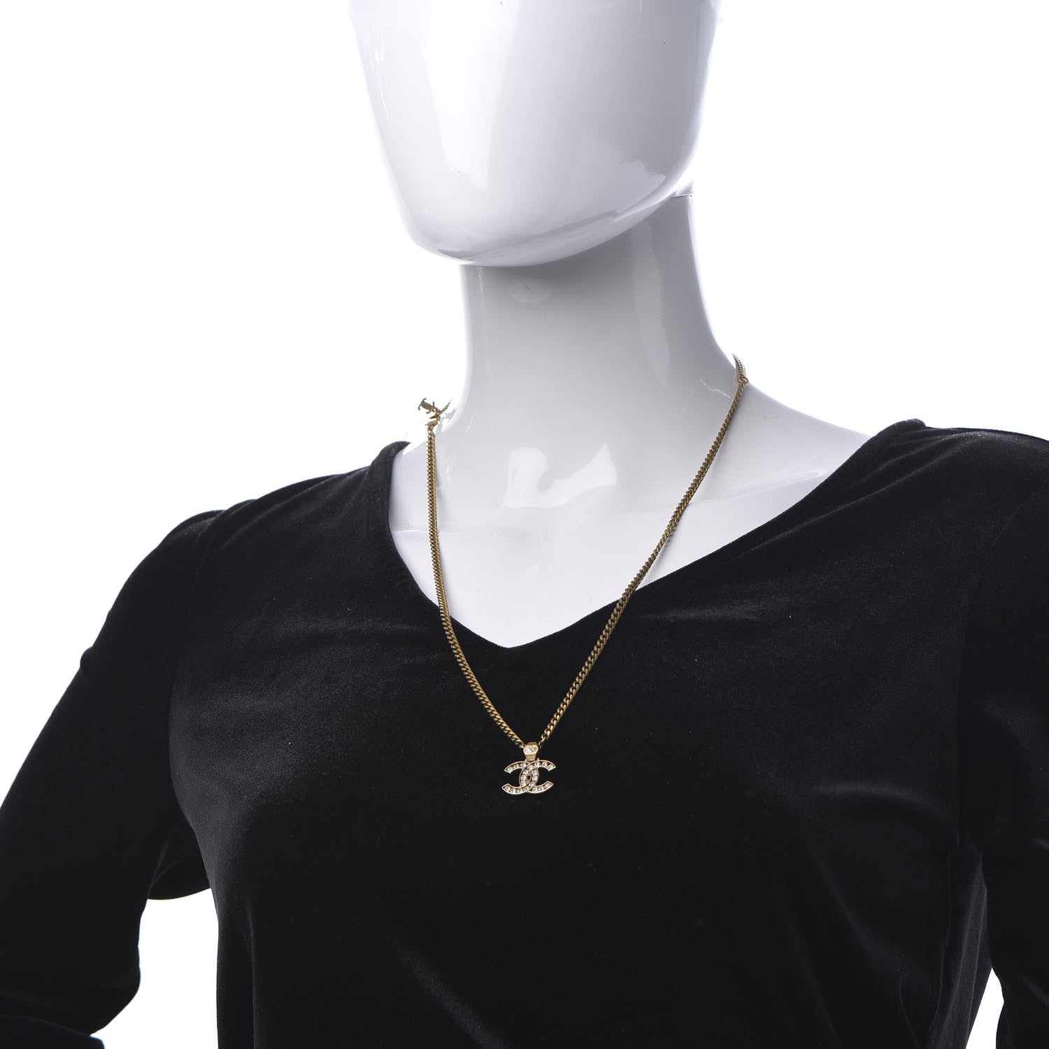 Chanel Crystal CC Necklace Gold 2 of 7