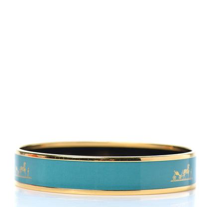 Hermes Enamel Printed Caleche Medium Bracelet 70 Malachite 3 of 5
