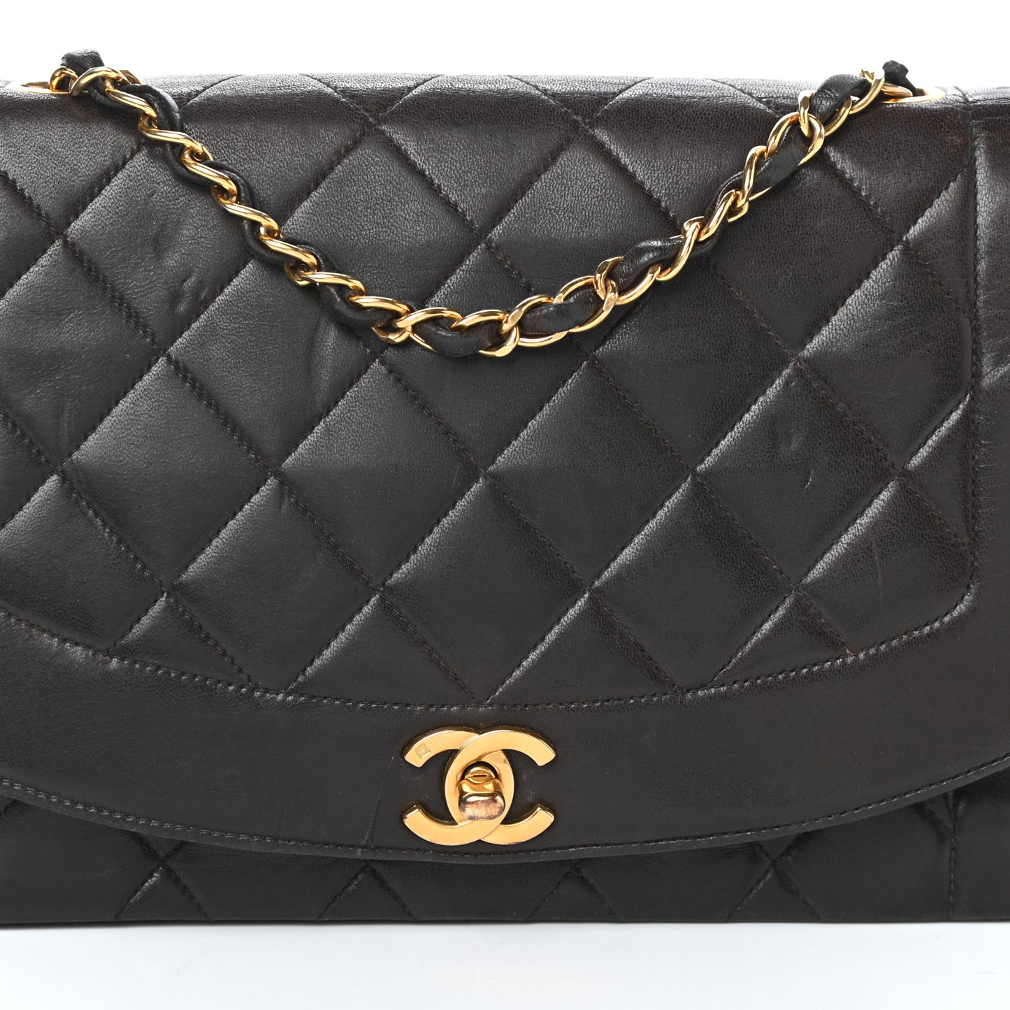 Lambskin Quilted Medium Single Flap Brown