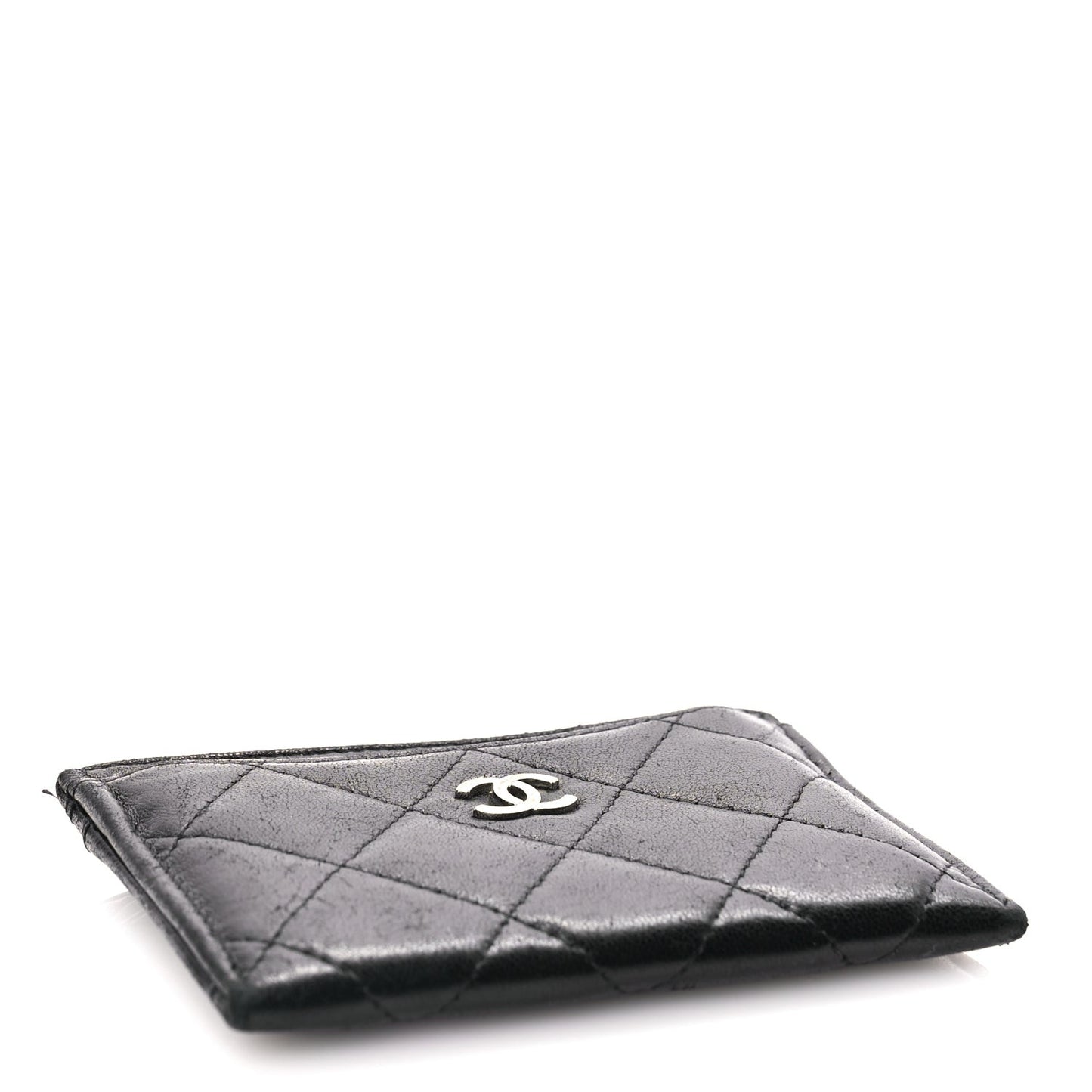 Lambskin Quilted Card Holder Black