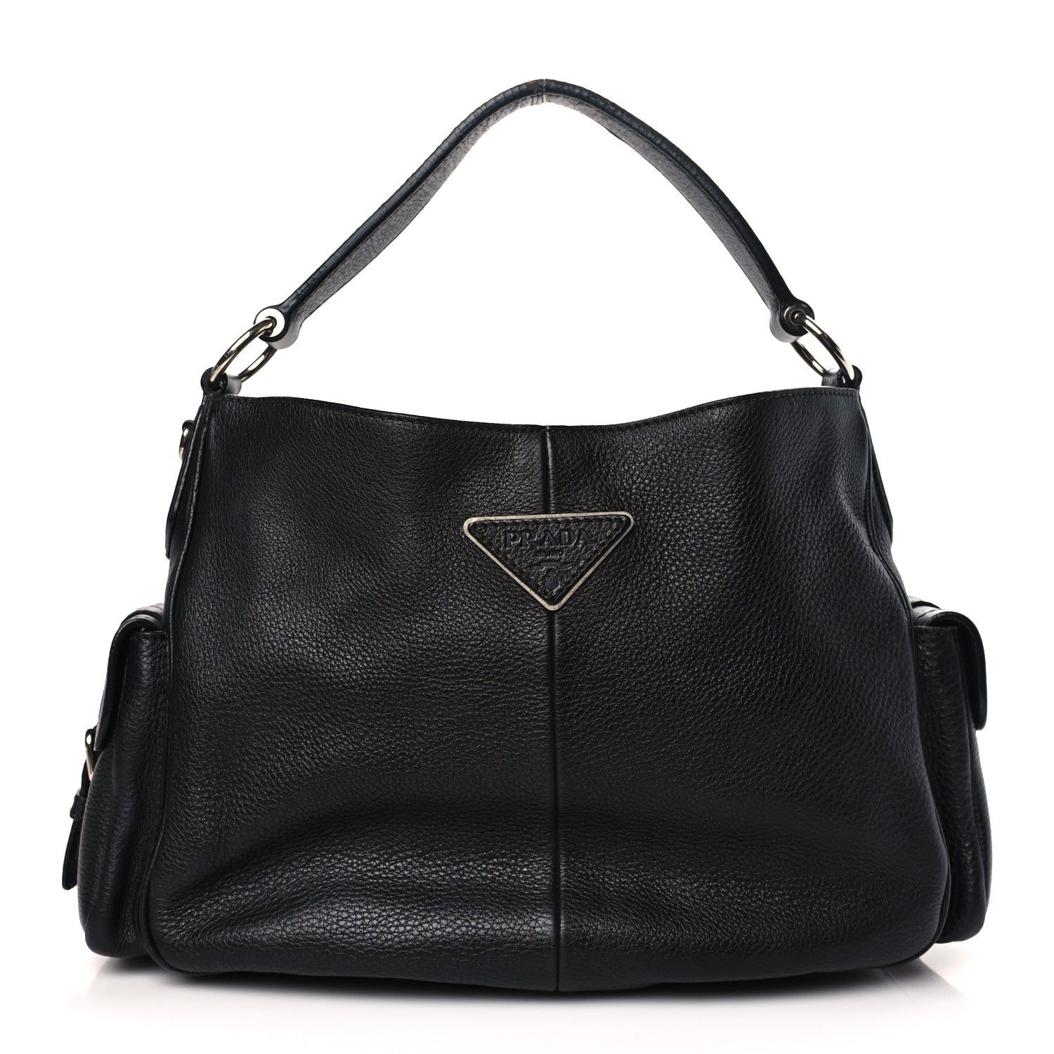 Prada Vitello Daino Side Pocket Tote Black 1 of 11