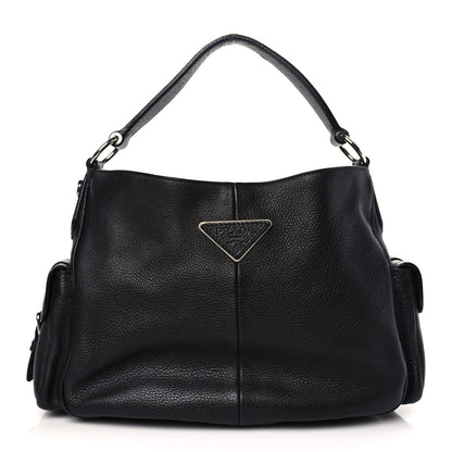 Prada Vitello Daino Side Pocket Tote Black 1 of 11