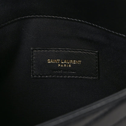 Saint Laurent Calfskin Matelasse Chevron Monogram Uptown Clutch Black 6 of 9