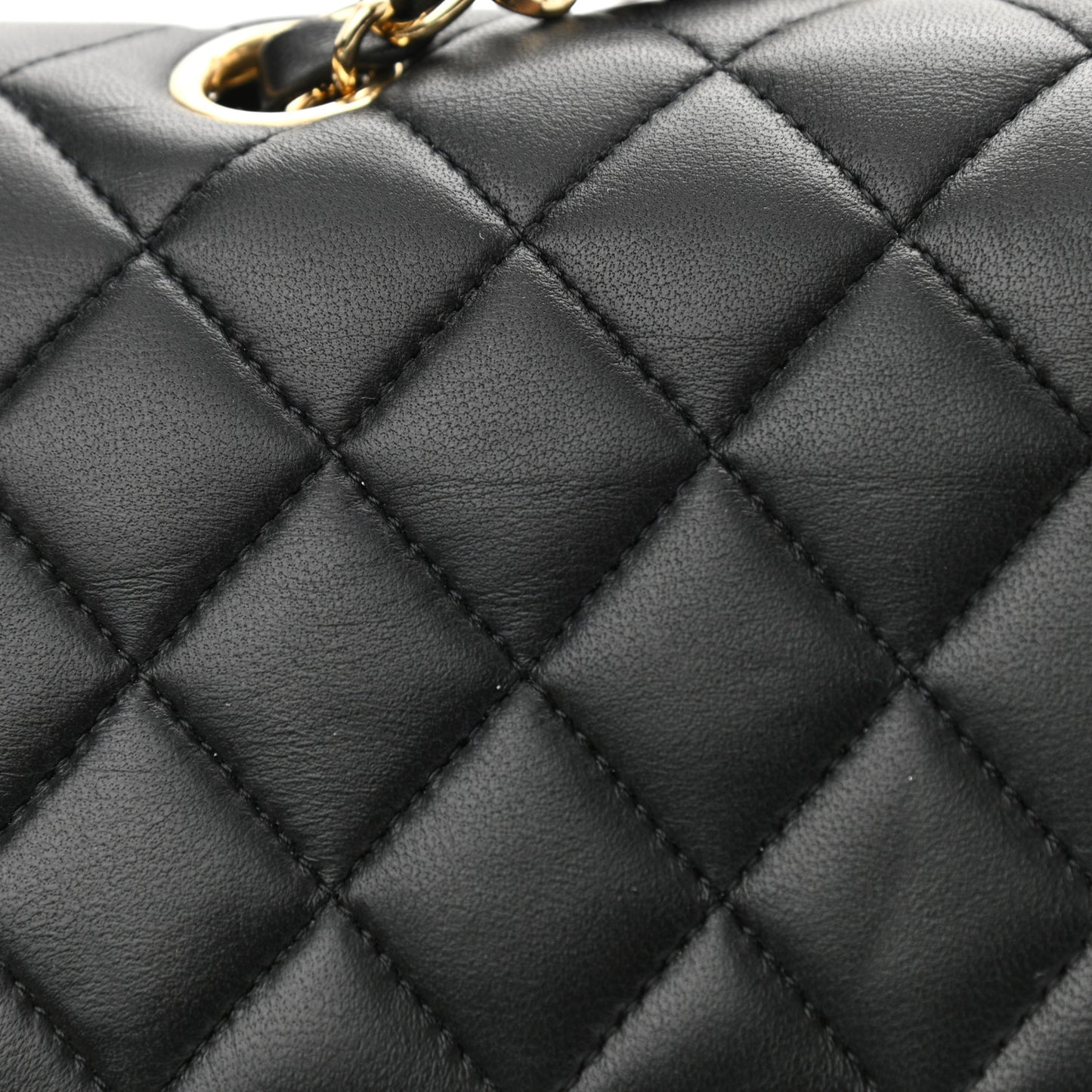 Lambskin Quilted Medium Double Flap Black