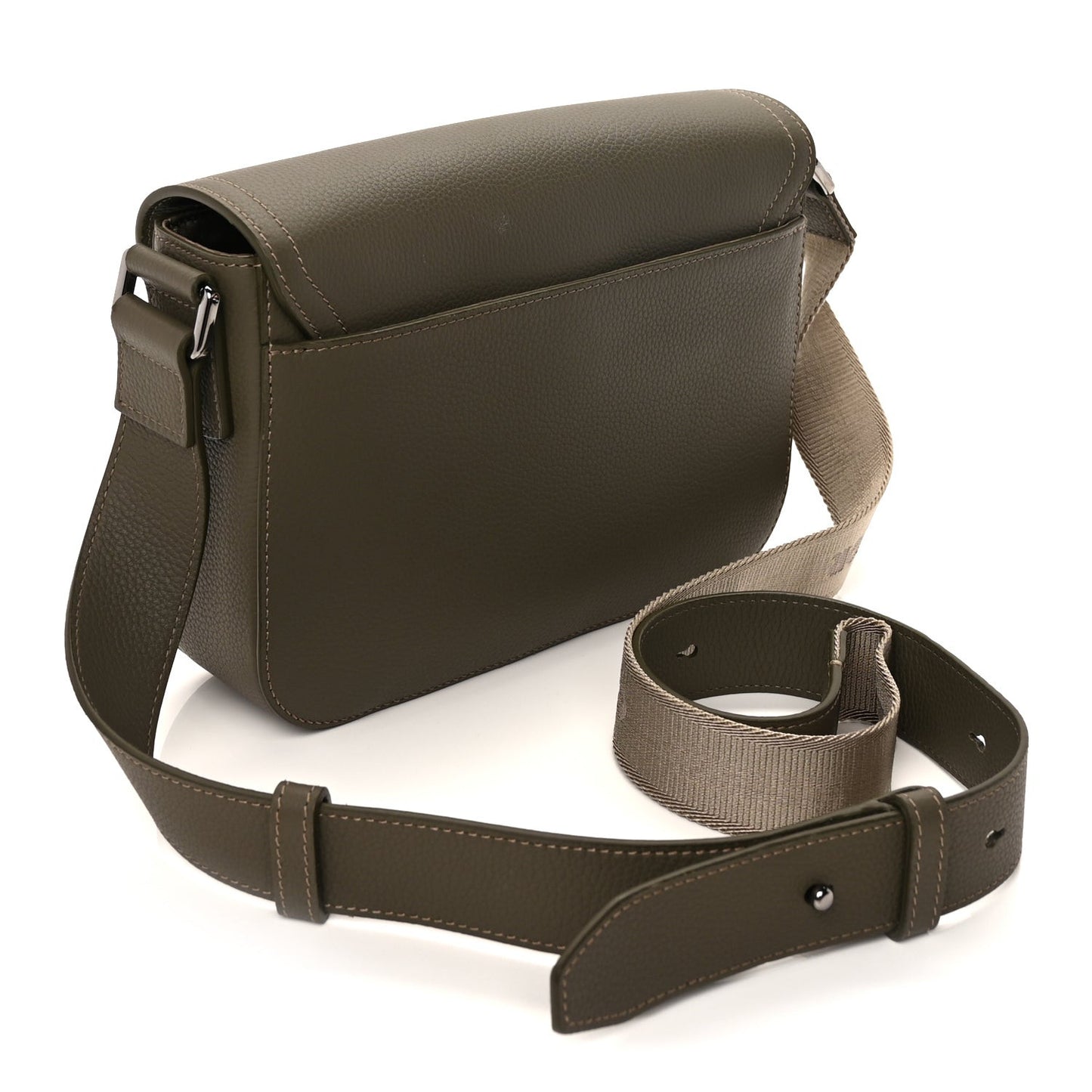 Grained Calfskin Small Saddle Messenger Bag Green