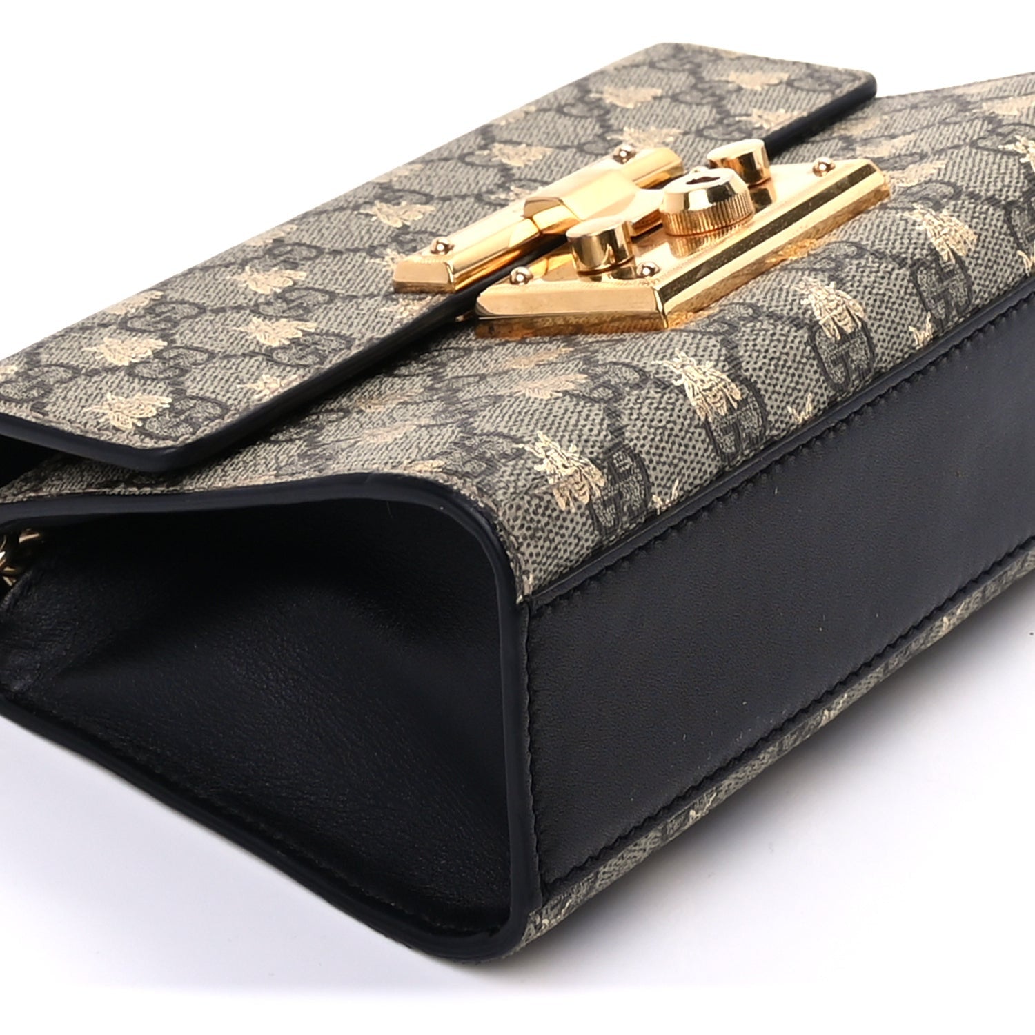 Gucci GG Supreme Monogram Bees Small Padlock Shoulder Bag  Black 7 of 7