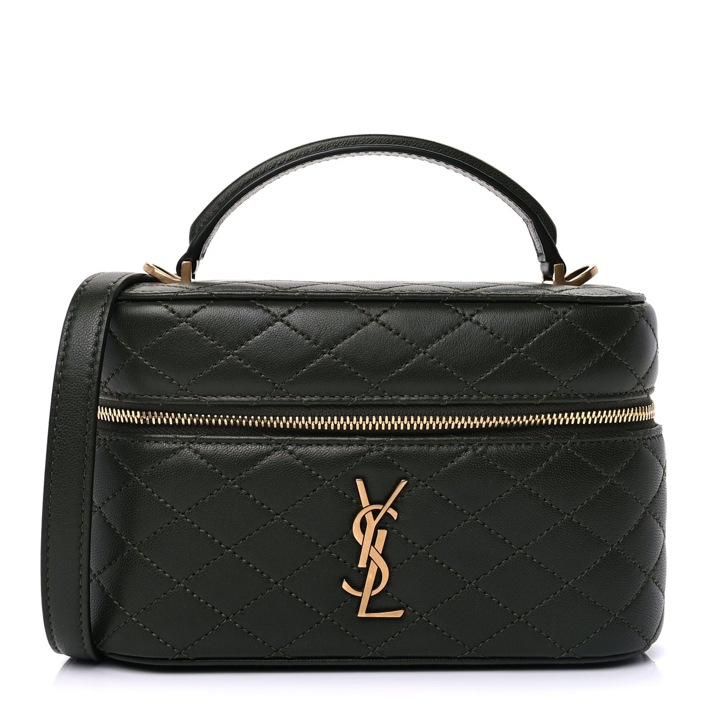 Lambskin Quilted Gaby Vanity Bag  Olive Wood