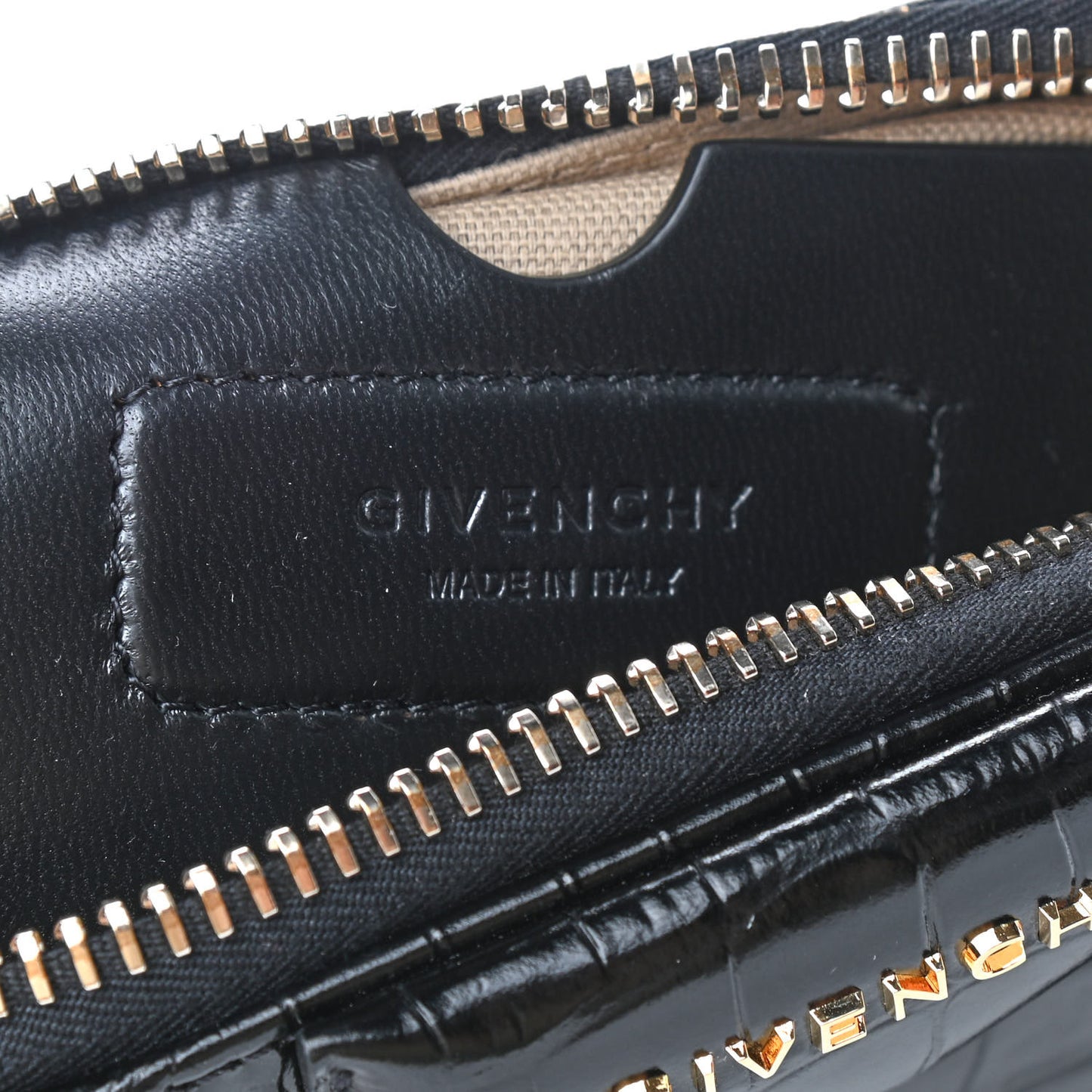 Calfskin Crocodile Embossed Nano Antigona Black