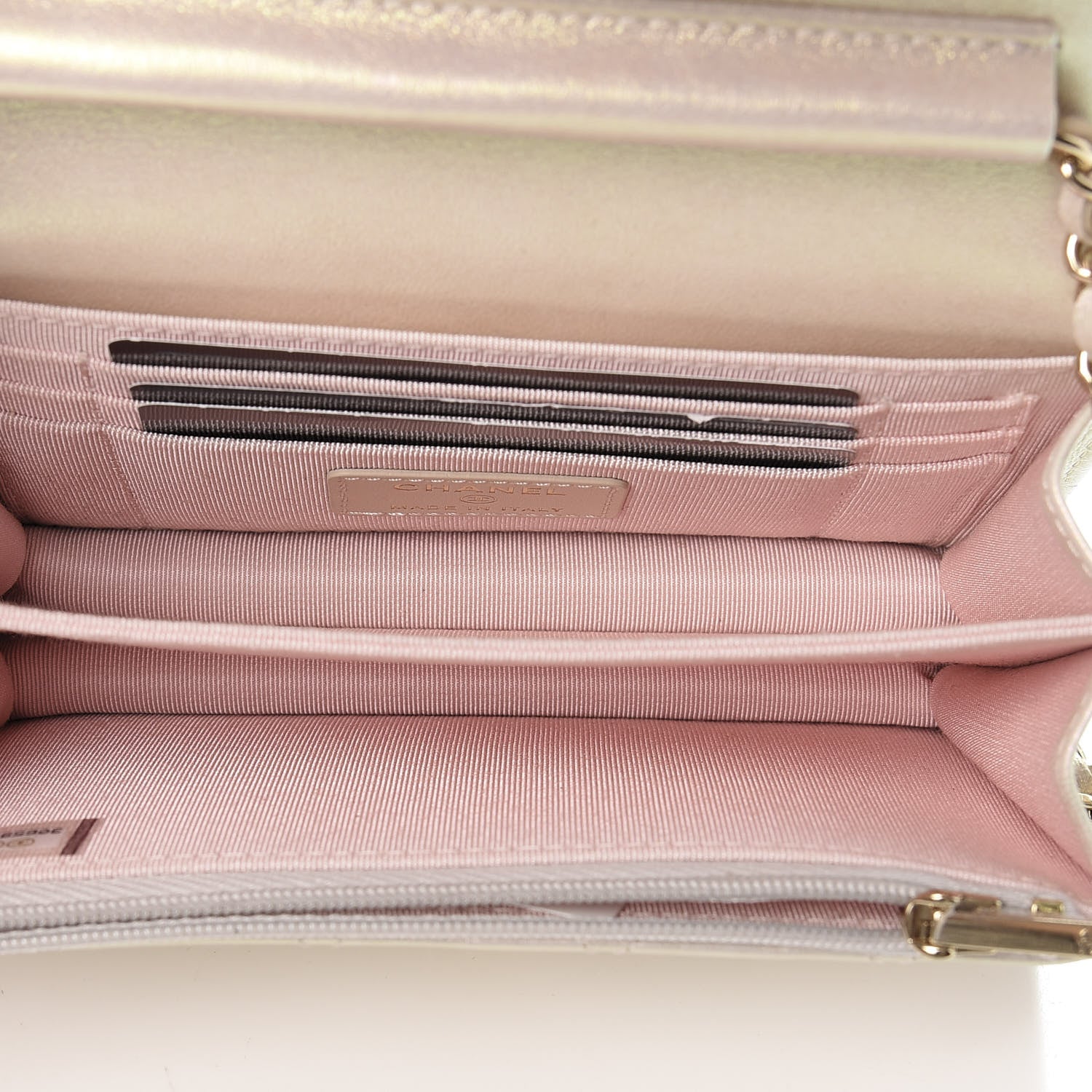 Chanel Iridescent Lambskin Quilted Mini Wallet On Chain WOC Ivory 5 of 11