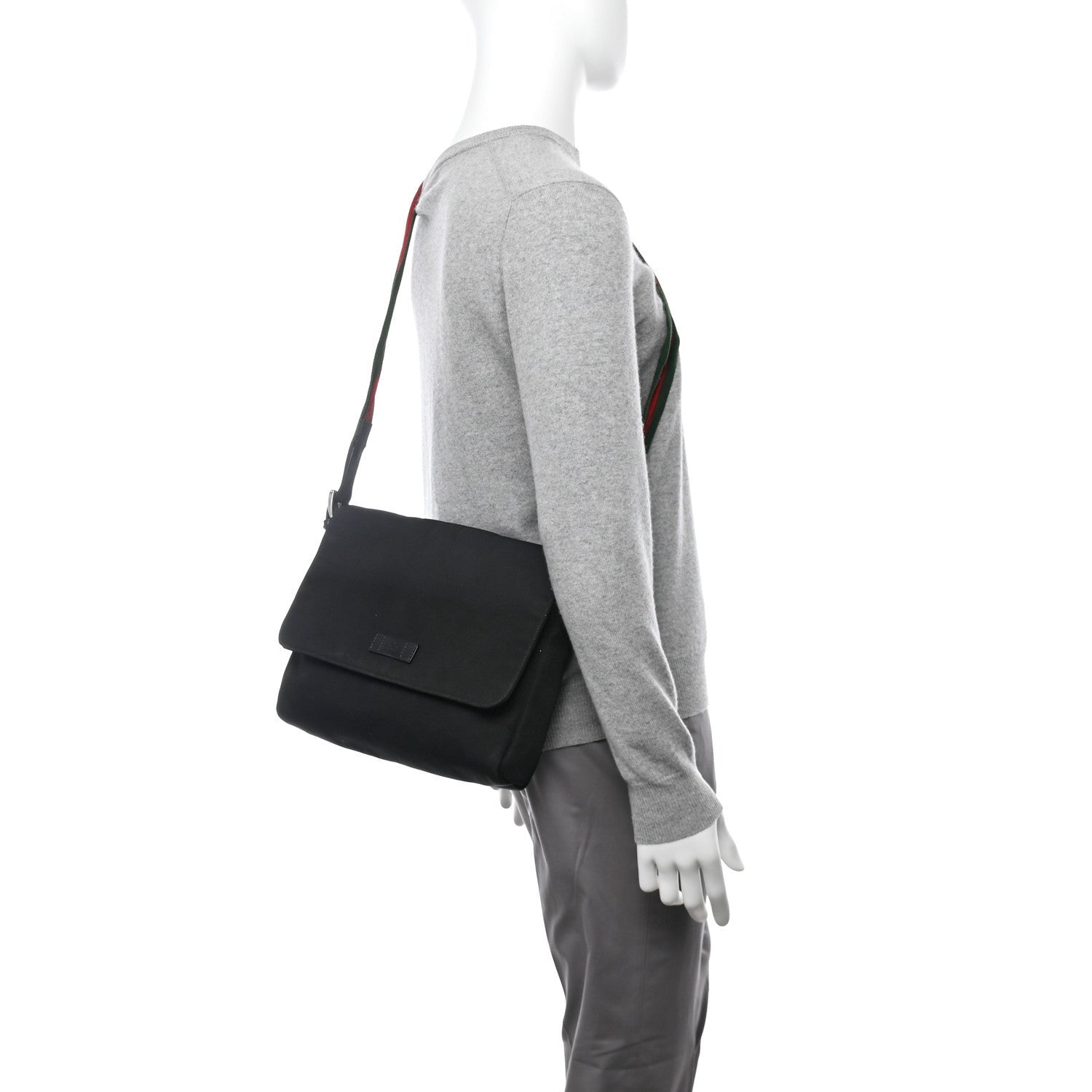 Gucci Techno Canvas Web Large Flap Messenger Bag Black 3 of 7
