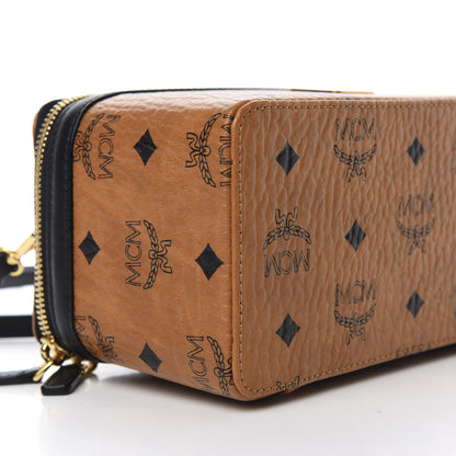 MCM Visetos Vanity Case Cognac Black 7 of 9