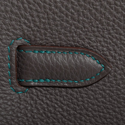 Hermes Togo Horseshoe Birkin 35 Etain Bleu Paon 9 of 26