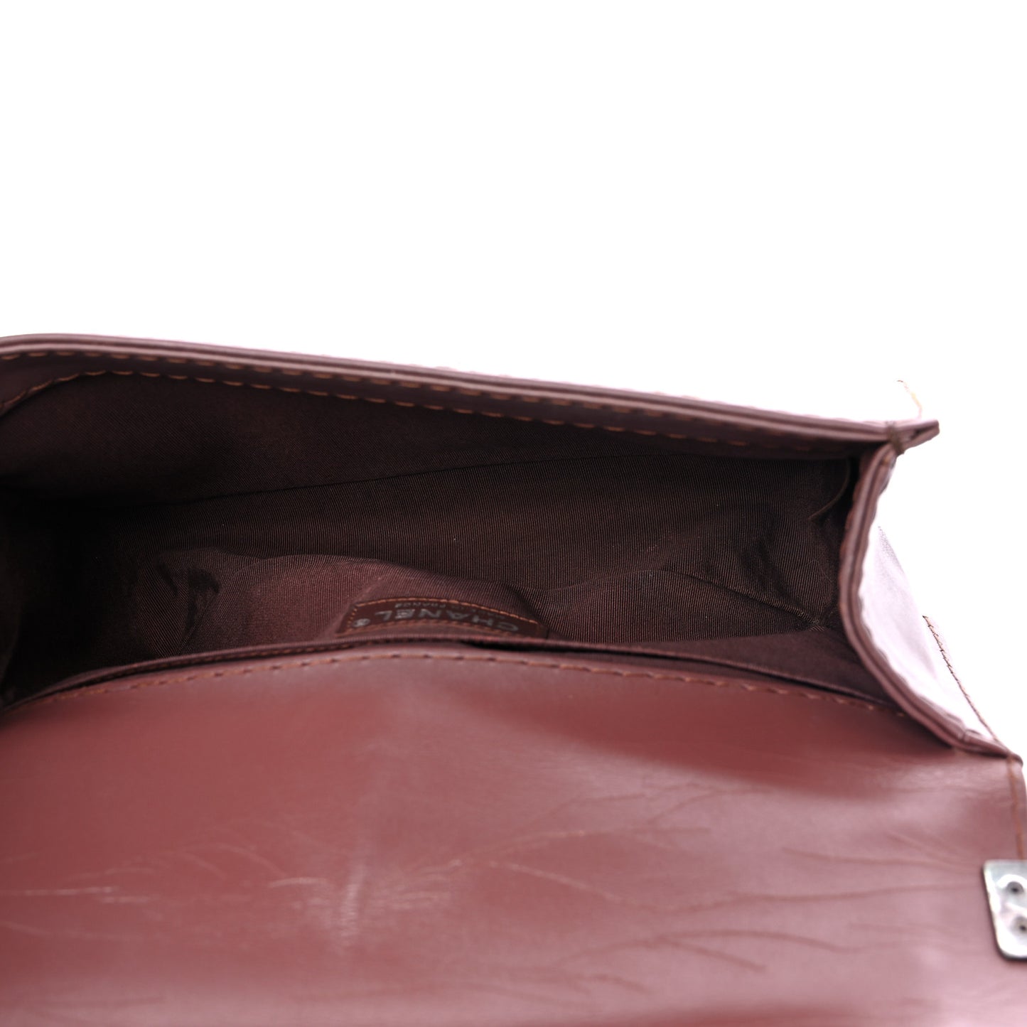 Calfskin Stitched Medium Boy Flap Brown