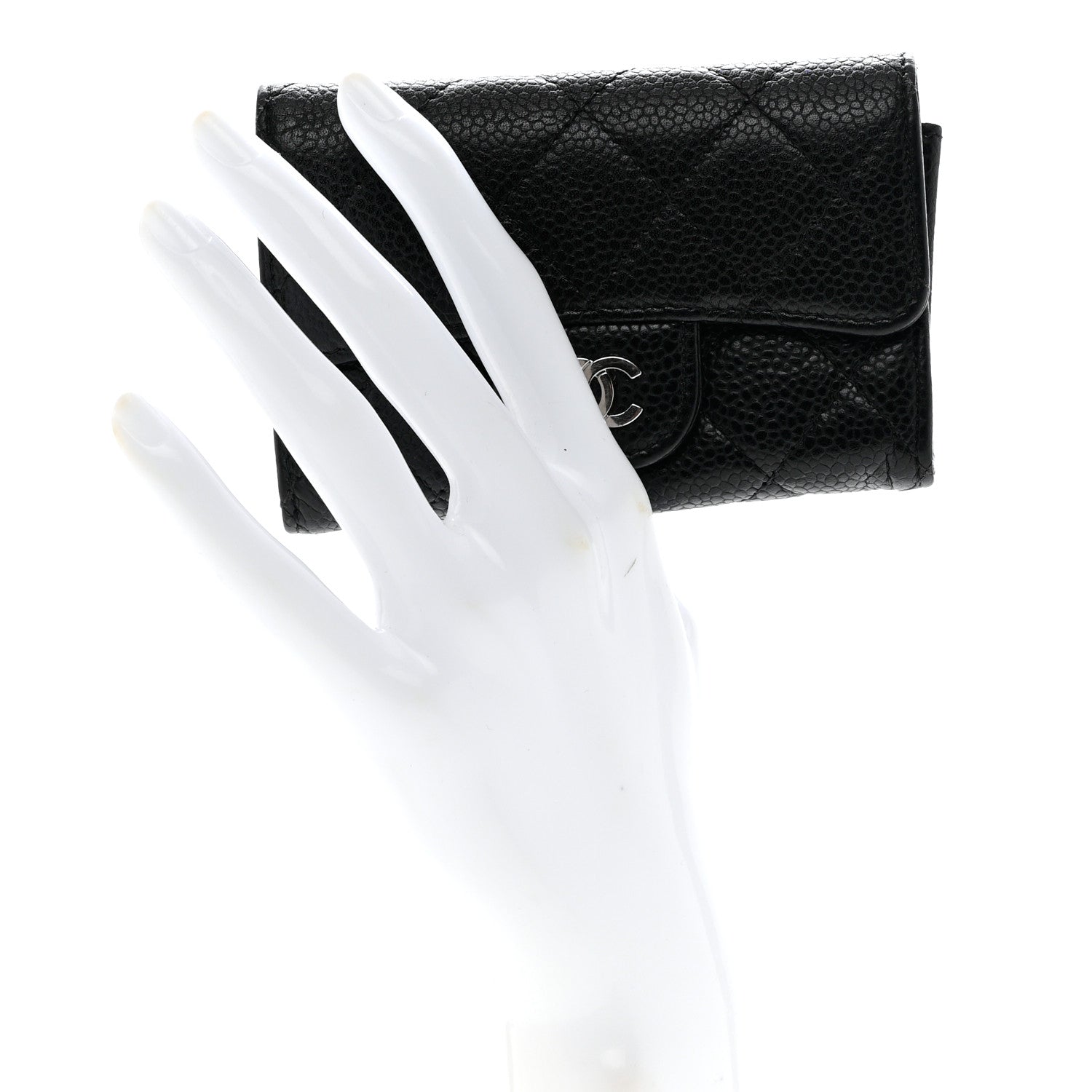 Chanel Caviar Quilted Flap Card Holder Wallet Black 2 of 8