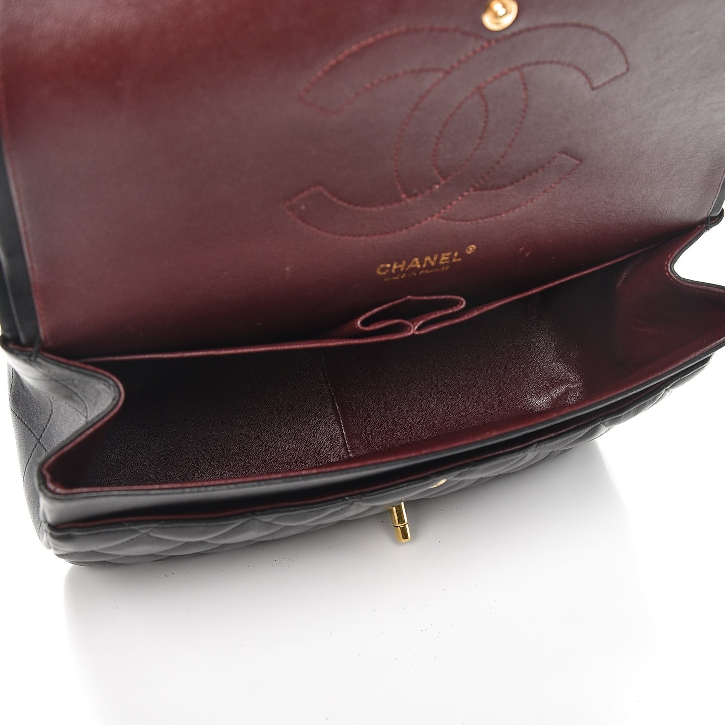 Lambskin Quilted Jumbo Double Flap Black