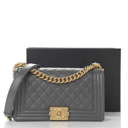 Chanel Caviar Quilted Medium Boy Flap Dark Grey 11 of 11