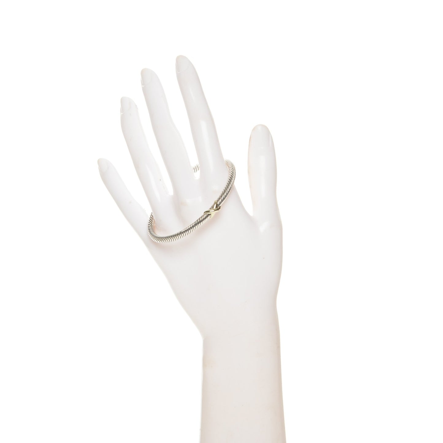 Sterling Silver 18K Yellow Gold 4mm X Station Cable Bracelet