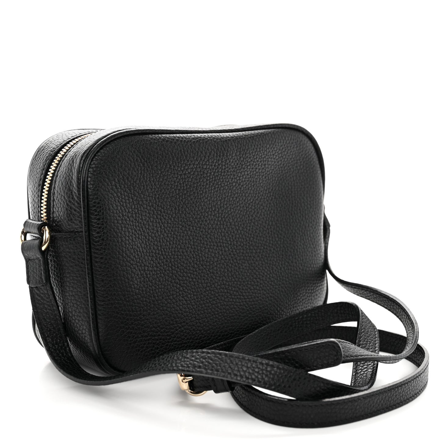 Pebbled Calfskin Small Soho Disco Bag Black