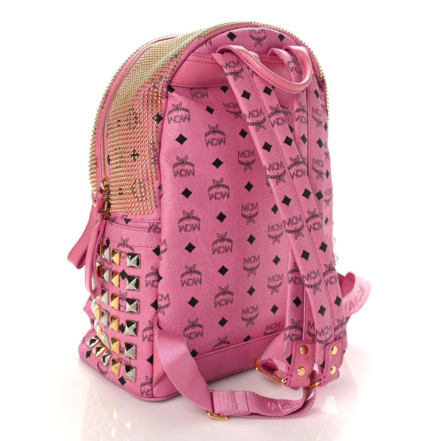 MCM Visetos Studded Medium Stark M Backpack Pink 3 of 8