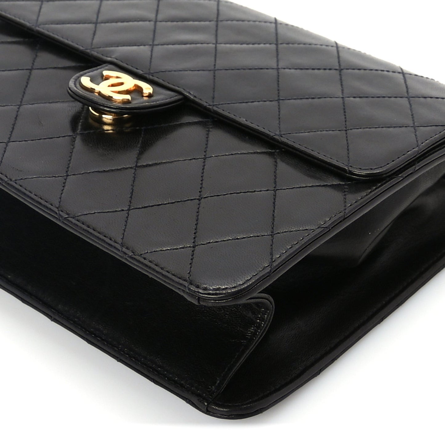 Lambskin Quilted Small Single Flap Bag Black