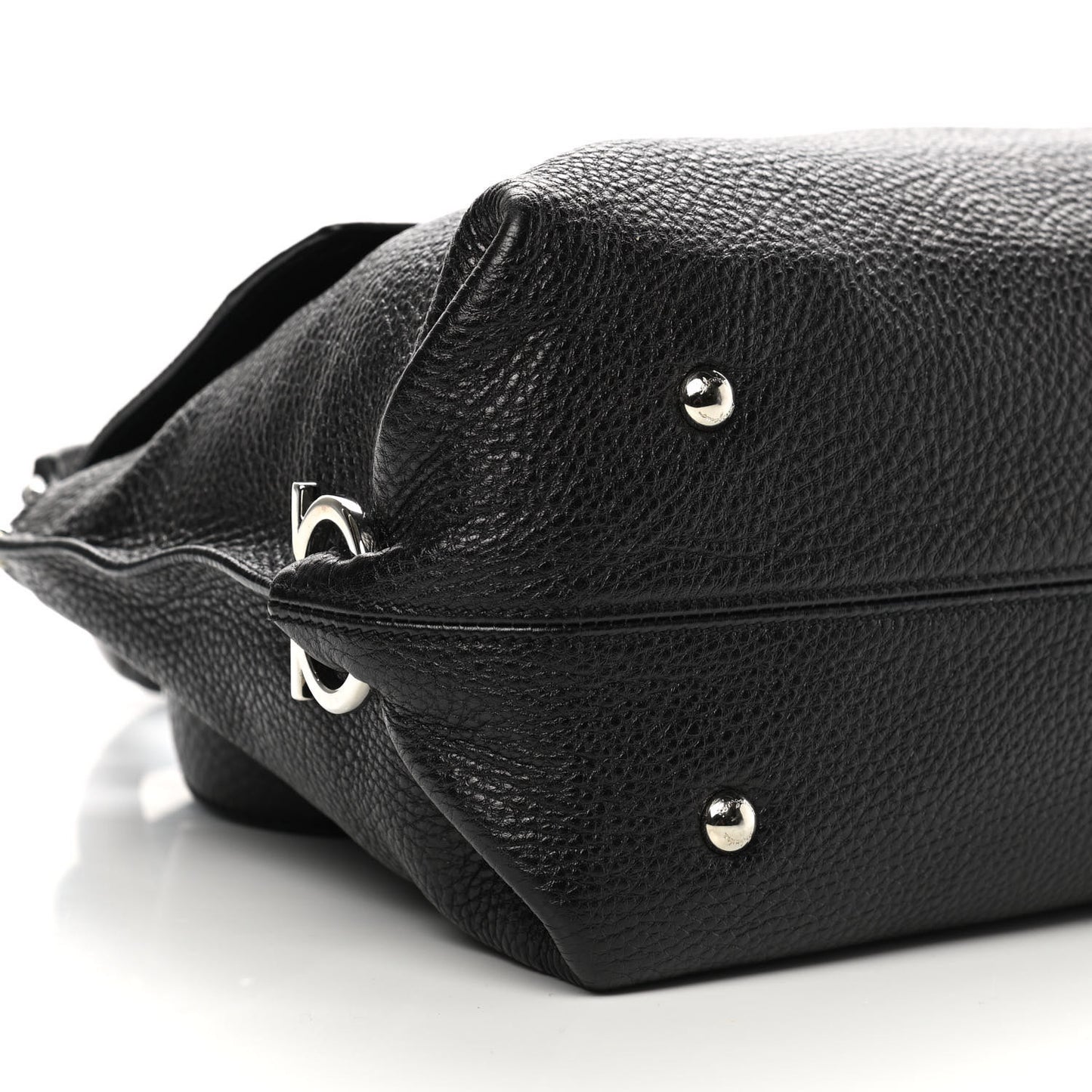 Grained Calfskin Sofia Satchel Black