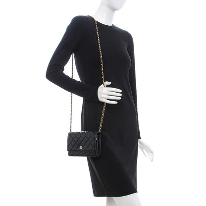 Chanel Lambskin Quilted Wallet On Chain WOC Black 2 of 9