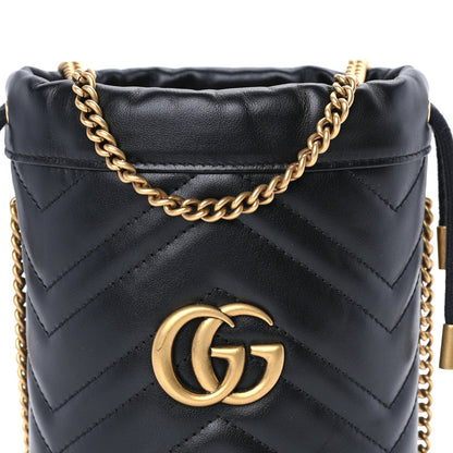 Gucci Calfskin Matelasse Mini GG Marmont 2.0 Bucket Bag  Black 6 of 7