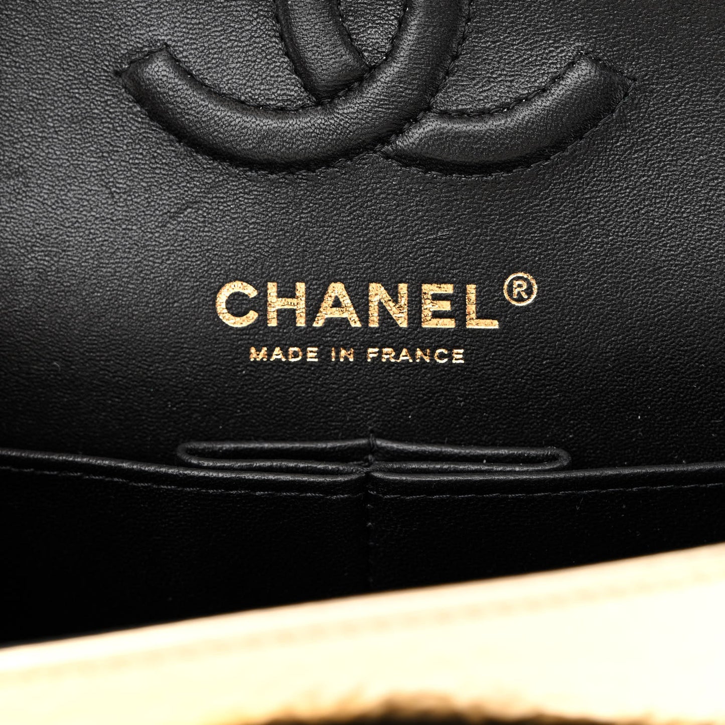 Hammered Metallic Calfskin Quilted Small Double Flap Gold