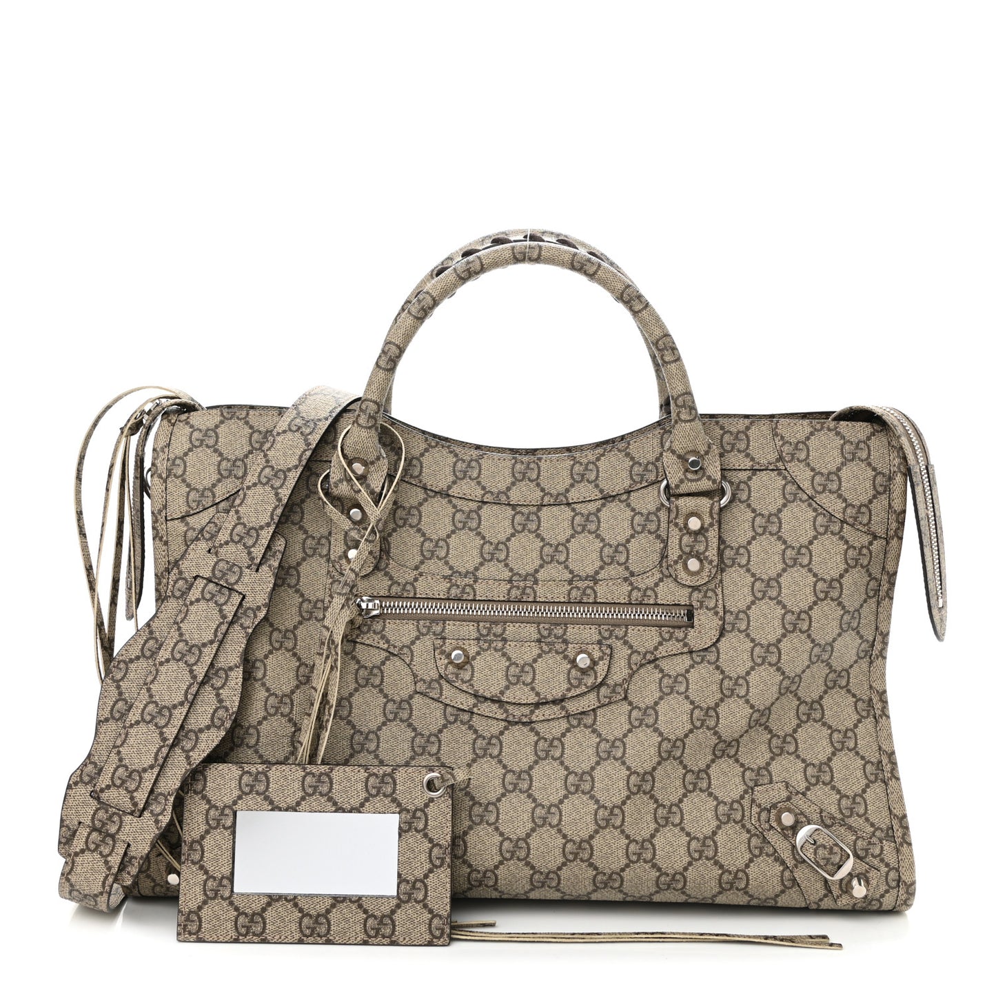 X GUCCI GG Supreme Monogram Neo Classic Silver Hardware City Beige Ebony